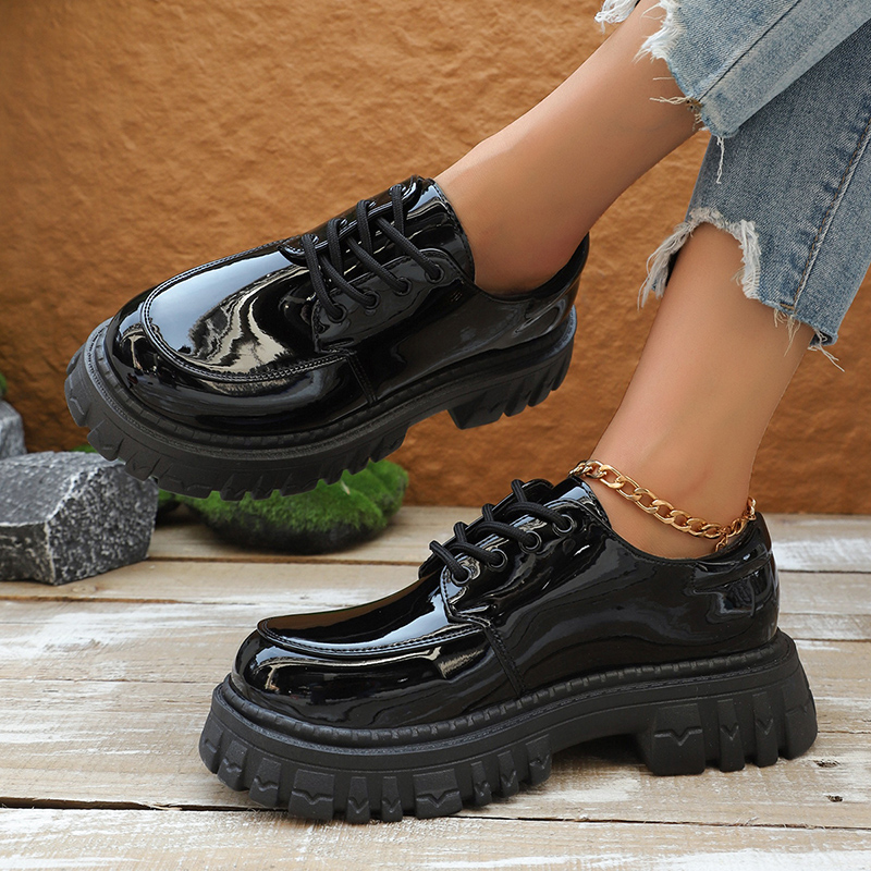 Patent Leather Oxford - Zapatos Oxford con plataforma gruesa para